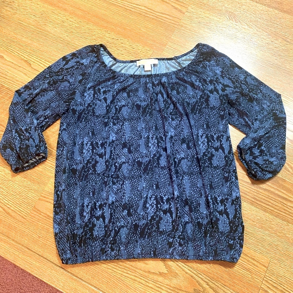 🌺Michael Kors Blue and Black Blouse Sz Sm